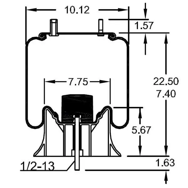 Trailer Air Spring Replaces 1R12-481, W01-358-9923, 1R12-533