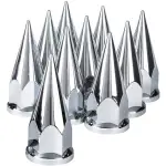 10 pcs of 33mm Chrome Screw-on Super Spike Lug Nut Covers