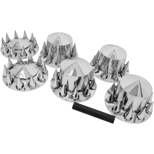 Chrome Plastic Spike Wheel Cover Set w/ 33MM Lug Nut Covers