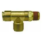 Male Run Tee Swivel Brass Fitting 1/4\" OD Tube x 1/4\" NPT