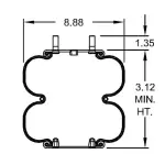 Convoluted Air Spring Replaces W01-358-6943, 2B9-250, 905-57-237