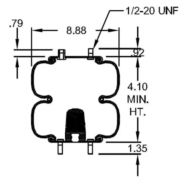 Convoluted Air Spring Replaces W01-358-6944, 2B9-252, 6944, 4454