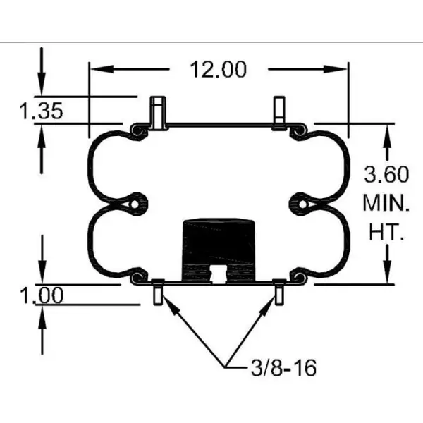 Convoluted Air Spring Replaces 2B12-440, W01-358-7555, 64284