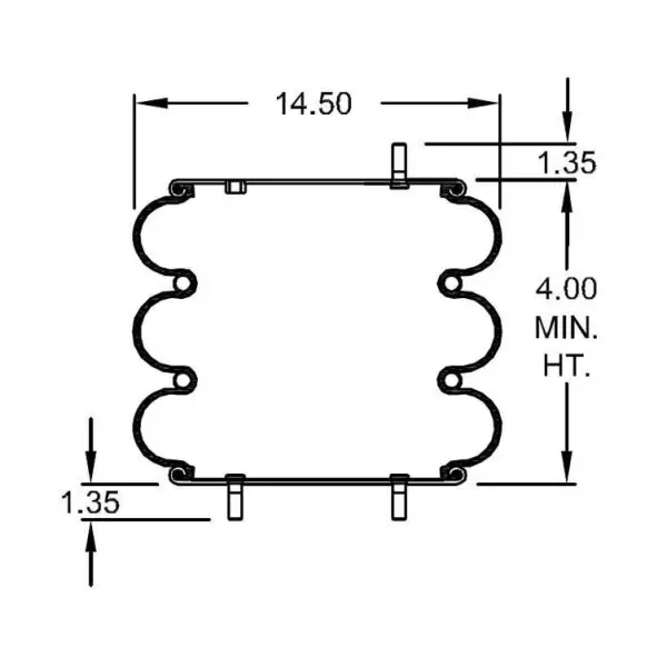 Convoluted Air Spring Replaces S-13047, W01-358-7800, 3B14-360