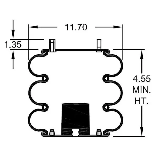 Convoluted Air Spring Replaces 3B12-335, W01-358-7996, 64570