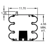 Convoluted Air Spring Replaces S-11637, W01-358-8008, 64562, 8008