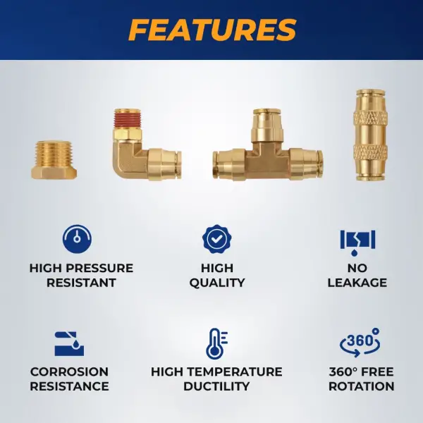 Brass DOT Push-in Air Brake Fitting Assortment Kit (41 pcs)