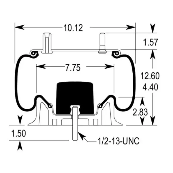 Trailer Air Spring Replaces 1R12-095, W01-358-9307, 905-57-129