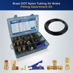 Brass DOT Push-in Fitting Assortment Kit 41 pcs w/ Air Tubing