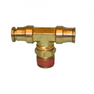 TR38SBT14 3/8 OD Tube x 1/4 NPT Male x 3/8 OD Tube Male Branch Tee Swivel Push to Connect Brass Fitting
