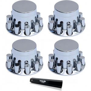 4 Pieces Chrome Plastic Rear Wheel Cover w/ 33 mm Lug Nut Covers