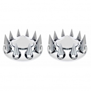 Pair Chrome Front Wheel Cover w/ Spike 33MM Lug Nut Covers